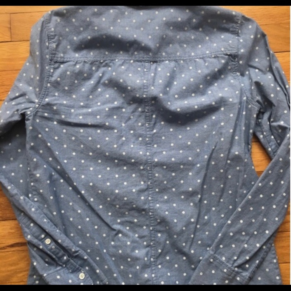 Chambray Button Up With White Polka Dots - image 2